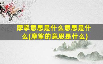 摩挲意思是什么意思是什么(摩挲的意思是什么)