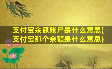 支付宝余额账户是什么意思(支付宝那个余额是什么意思)