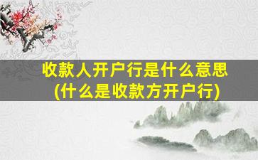 收款人开户行是什么意思(什么是收款方开户行)