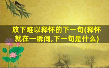 放下难以释怀的下一句(释怀就在一瞬间,下一句是什么)