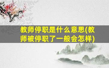 教师停职是什么意思(教师被停职了一般会怎样)