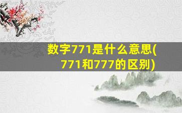 数字771是什么意思(771和777的区别)