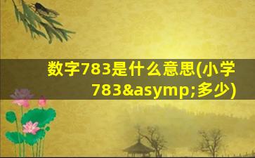 数字783是什么意思(小学783≈多少)