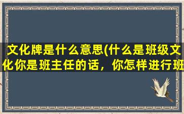 文化牌是什么意思(什么是班级文化你是班主任的话，你怎样进行班级文化建设)