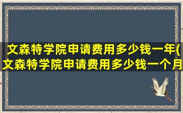 文森特学院申请费用多少钱一年(文森特学院申请费用多少钱一个月)