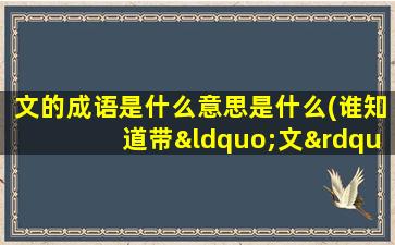 文的成语是什么意思是什么(谁知道带“文”字的成语啊)