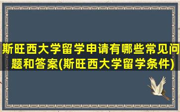 斯旺西大学留学申请有哪些常见问题和答案(斯旺西大学留学条件)