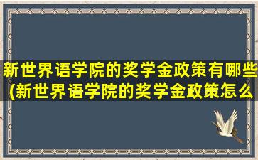 新世界语学院的奖学金政策有哪些(新世界语学院的奖学金政策怎么样)