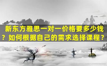 新东方雅思一对一价格要多少钱？如何根据自己的需求选择课程？