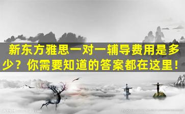 新东方雅思一对一辅导费用是多少？你需要知道的答案都在这里！