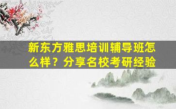 新东方雅思培训辅导班怎么样？分享名校考研经验