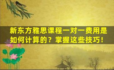 新东方雅思课程一对一费用是如何计算的？掌握这些技巧！