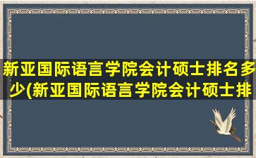 新亚国际语言学院会计硕士排名多少(新亚国际语言学院会计硕士排名怎么样)