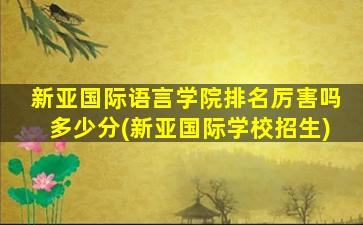 新亚国际语言学院排名厉害吗多少分(新亚国际学校招生)