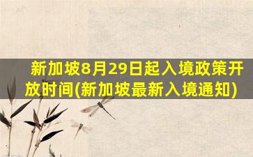 新加坡8月29日起入境政策开放时间(新加坡最新入境通知)