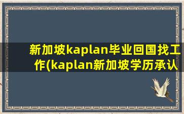 新加坡kaplan毕业回国找工作(kaplan新加坡学历承认吗)