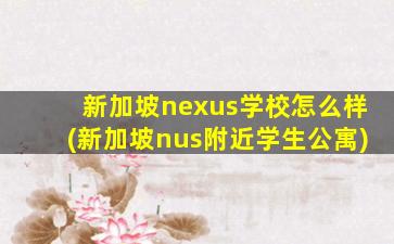 新加坡nexus学校怎么样(新加坡nus附近学生公寓)