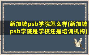 新加坡psb学院怎么样(新加坡psb学院是学校还是培训机构)