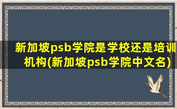 新加坡psb学院是学校还是培训机构(新加坡psb学院中文名)