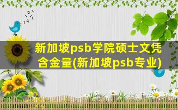 新加坡psb学院硕士文凭含金量(新加坡psb专业)