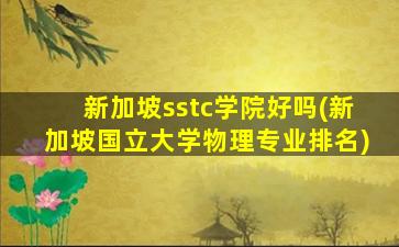 新加坡sstc学院好吗(新加坡国立大学物理专业排名)