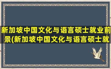 新加坡中国文化与语言硕士就业前景(新加坡中国文化与语言硕士就业)