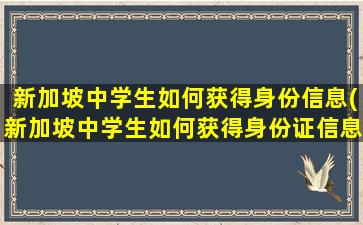 新加坡中学生如何获得身份信息(新加坡中学生如何获得身份证信息)