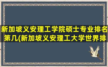 新加坡义安理工学院硕士专业排名第几(新加坡义安理工大学世界排名)