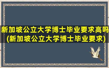 新加坡公立大学博士毕业要求高吗(新加坡公立大学博士毕业要求)