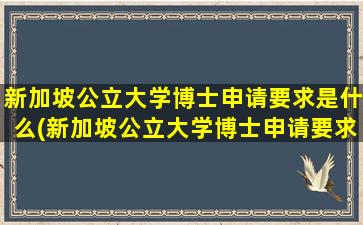 新加坡公立大学博士申请要求是什么(新加坡公立大学博士申请要求)