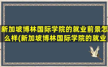 新加坡博林国际学院的就业前景怎么样(新加坡博林国际学院的就业前景)