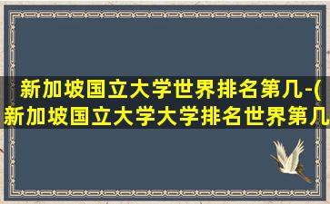 新加坡国立大学世界排名第几-(新加坡国立大学大学排名世界第几)