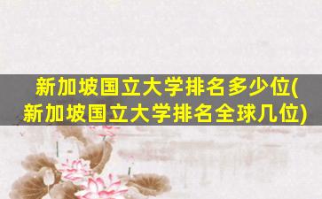 新加坡国立大学排名多少位(新加坡国立大学排名全球几位)