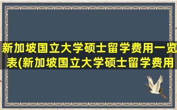 新加坡国立大学硕士留学费用一览表(新加坡国立大学硕士留学费用280,000元)