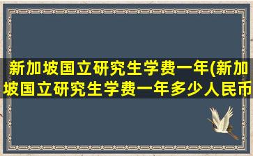 新加坡国立研究生学费一年(新加坡国立研究生学费一年多少人民币)