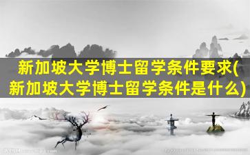 新加坡大学博士留学条件要求(新加坡大学博士留学条件是什么)