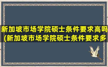 新加坡市场学院硕士条件要求高吗(新加坡市场学院硕士条件要求多少分)