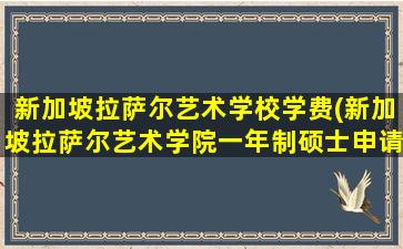 新加坡拉萨尔艺术学校学费(新加坡拉萨尔艺术学院一年制硕士申请条件)