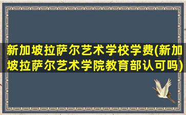 新加坡拉萨尔艺术学校学费(新加坡拉萨尔艺术学院教育部认可吗)