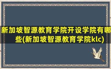 新加坡智源教育学院开设学院有哪些(新加坡智源教育学院klc)