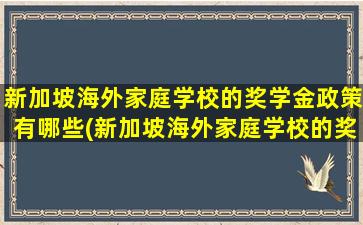 新加坡海外家庭学校的奖学金政策有哪些(新加坡海外家庭学校的奖学金政策怎么样)