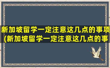 新加坡留学一定注意这几点的事项(新加坡留学一定注意这几点的事情)