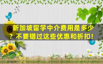 新加坡留学中介费用是多少？不要错过这些优惠和折扣！