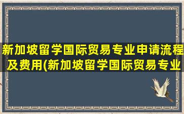 新加坡留学国际贸易专业申请流程及费用(新加坡留学国际贸易专业申请流程表)