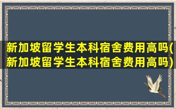 新加坡留学生本科宿舍费用高吗(新加坡留学生本科宿舍费用高吗)