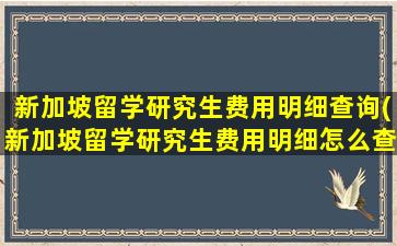 新加坡留学研究生费用明细查询(新加坡留学研究生费用明细怎么查)