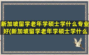 新加坡留学老年学硕士学什么专业好(新加坡留学老年学硕士学什么课程)