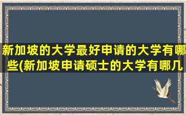 新加坡的大学最好申请的大学有哪些(新加坡申请硕士的大学有哪几所)