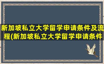 新加坡私立大学留学申请条件及流程(新加坡私立大学留学申请条件有哪些)