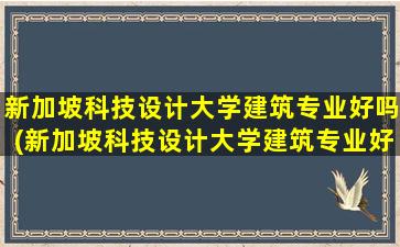 新加坡科技设计大学建筑专业好吗(新加坡科技设计大学建筑专业好吗女生)